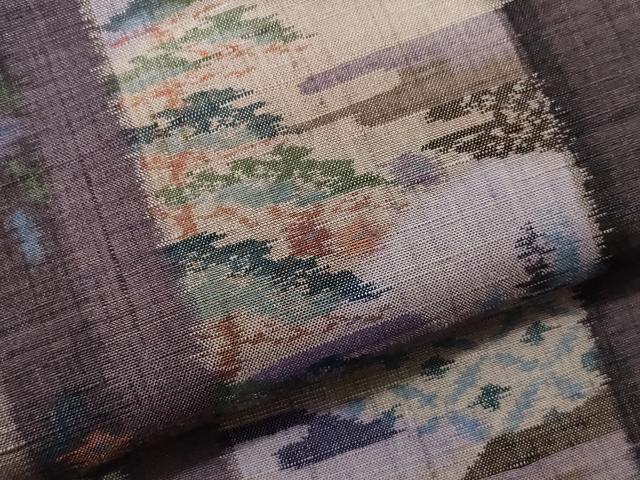 平和屋着物●小千谷紬 草花間道 正絹 逸品 CAAR8390vf