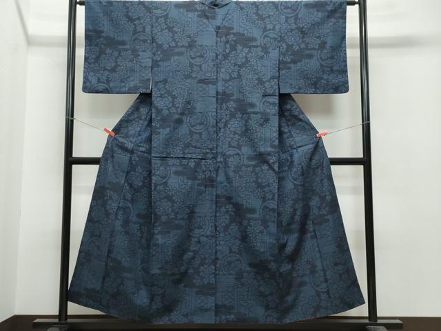 平和屋着物●結城紬 100亀甲 吉祥花文 正絹 逸品 CAAR8393vf