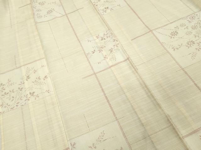 平和屋着物*夏物 小紋 絽 枝花文 洗える着物 CAAR9444ev