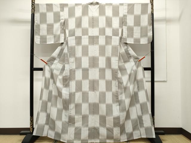 平和屋着物▽小紋 単衣 市松文 暈し染め 洗える着物 CAAR9691ev