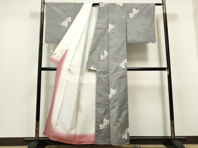 平和屋着物●上質な紬 舞蝶文 正絹 逸品 CAAS0001th