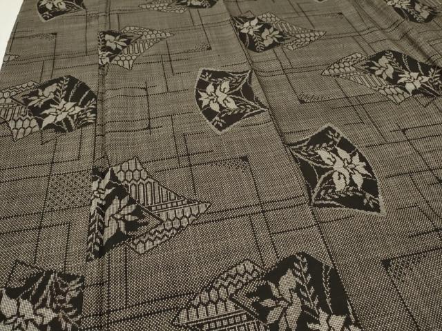 平和屋着物●本場大島紬 7マルキ 泥染め 色紙重ね草花文 正絹 逸品 未使用 CAAS0021th
