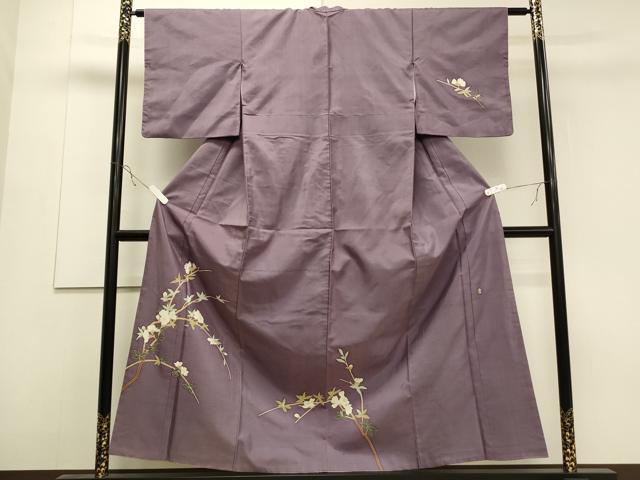 平和屋着物●訪問着 本加賀友禅 成竹登茂夫 紬地 枝花文 正絹 逸品 CAAS0065th