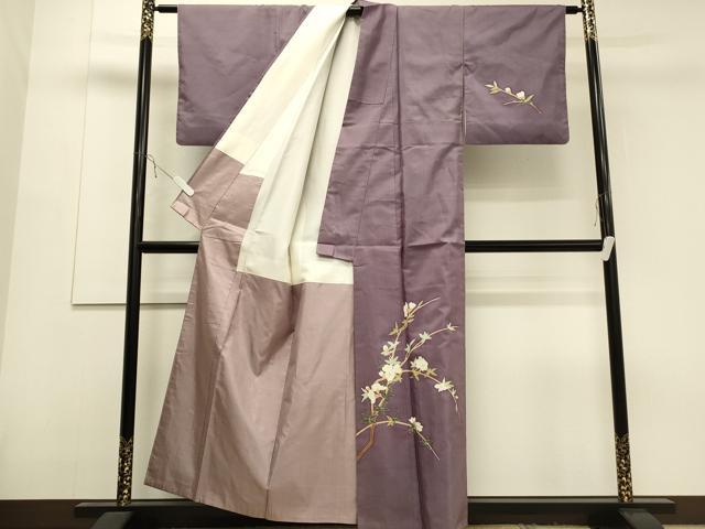 平和屋着物●訪問着 本加賀友禅 成竹登茂夫 紬地 枝花文 正絹 逸品 CAAS0065th
