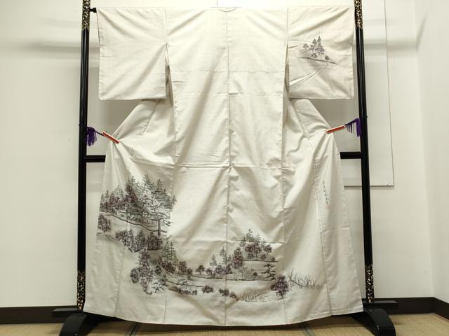 平和屋着物●訪問着 本場染大島紬 作家物 手描き 平等院鳳凰堂 やまと誂製 正絹 逸品 CAAS0241th