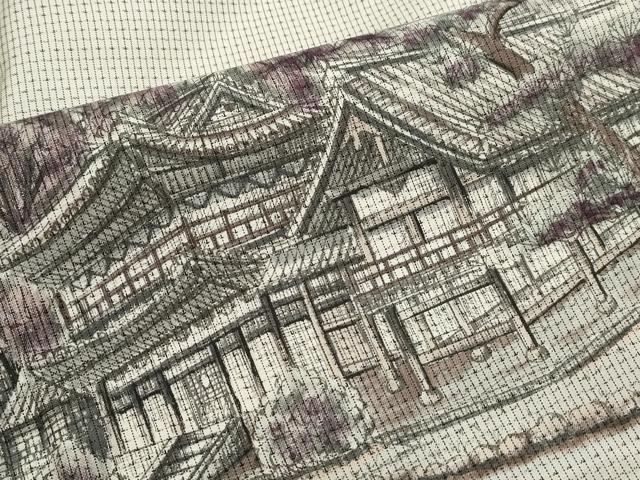平和屋着物●訪問着 本場染大島紬 作家物 手描き 平等院鳳凰堂 やまと誂製 正絹 逸品 CAAS0241th