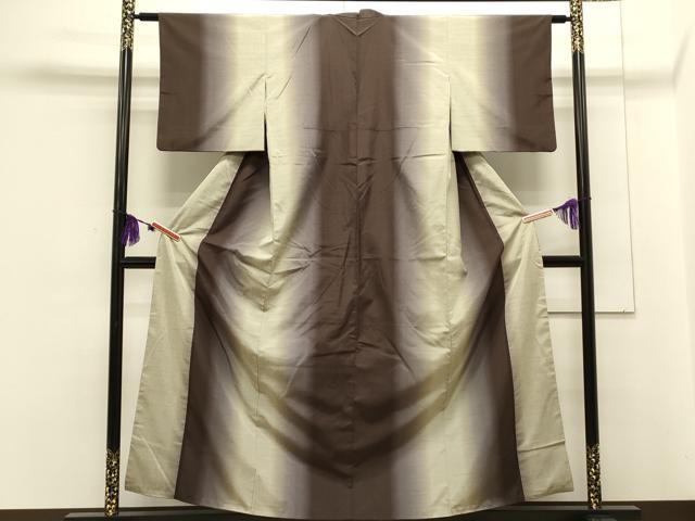 平和屋着物●上質な紬 間道 嵯峨ぼかし 反端付き 正絹 逸品 CAAS0253th