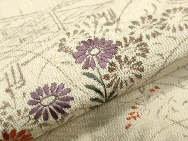 平和屋着物●訪問着 紬地 刺繍 風景文 正絹 逸品 CAAS0321th