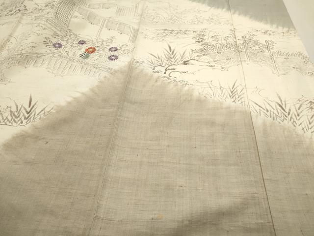 平和屋着物●訪問着 紬地 刺繍 風景文 正絹 逸品 CAAS0321th
