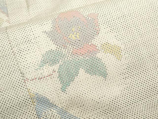 平和屋着物●本場大島紬 白大島 9マルキ 草花文 証紙付き 正絹 逸品 CAAS0341th