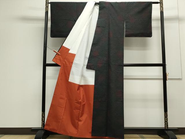 平和屋着物●結城紬 80亀甲 吉祥花文 正絹 逸品 CAAS0355th