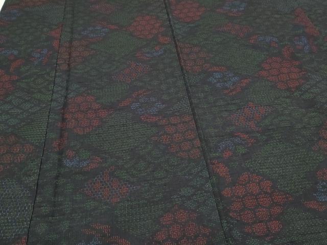 平和屋着物●結城紬 80亀甲 吉祥花文 正絹 逸品 CAAS0355th
