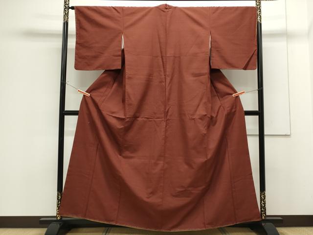 平和屋着物●上質な紬 色無地 栗皮茶色 正絹 逸品 未使用 CAAS0356th