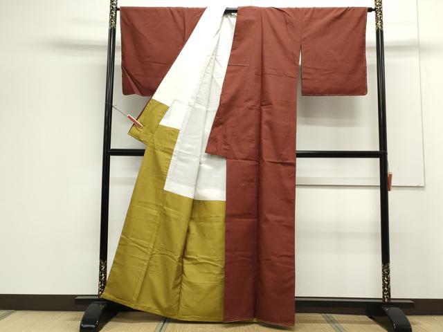 平和屋着物●上質な紬 色無地 栗皮茶色 正絹 逸品 未使用 CAAS0356th
