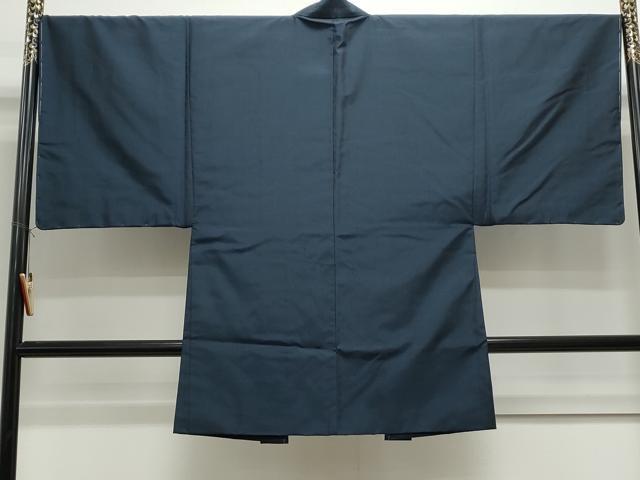 平和屋着物●男性 瑞峰紬 アンサンブル 色無地 留紺色 正絹 逸品 未使用 CAAS0398th