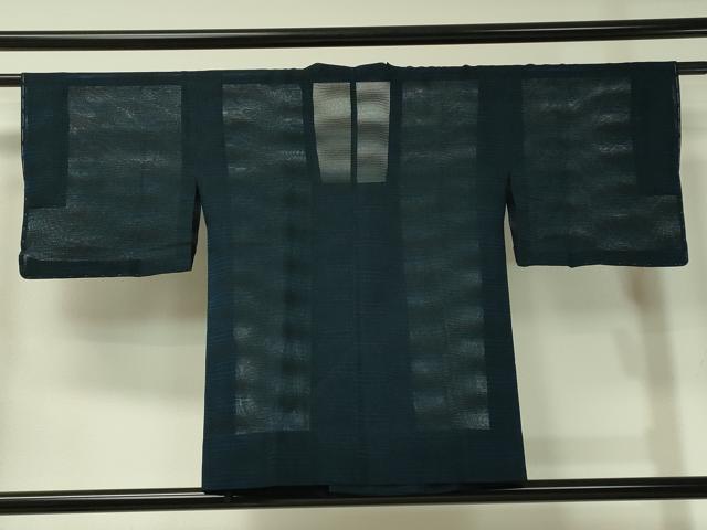 平和屋着物▽道行コート スリーシーズン 春夏秋 塵除け 紗 流線文 黒地 正絹 逸品 未使用 CAAS0526vp