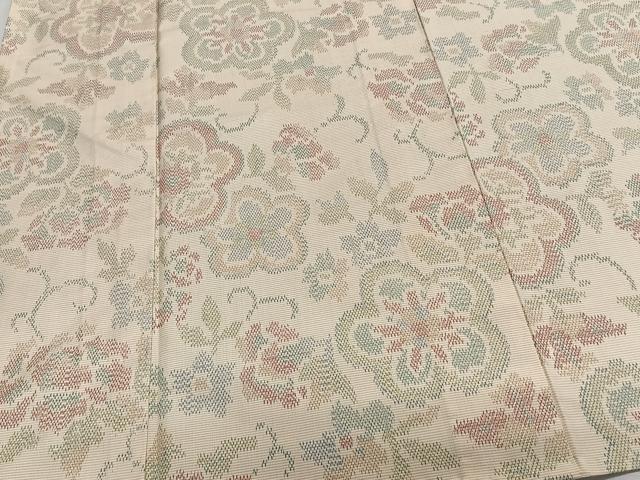 平和屋着物▽上質な紬 単衣 花唐草文 正絹 逸品 CAAS2409xi