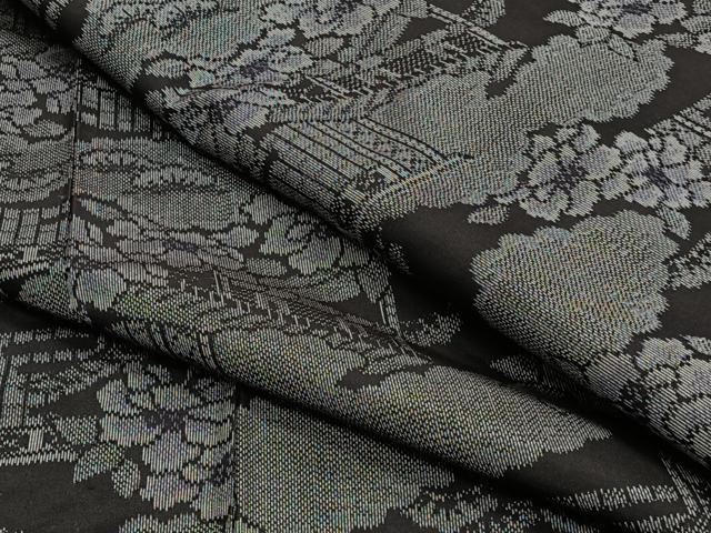 平和屋着物▽上質な紬 単衣 風景花文 正絹 逸品 CAAS2430xi