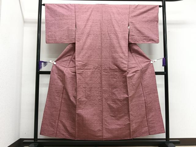 平和屋着物▽上質な紬 単衣 浅蘇芳色 正絹 逸品 CAAS2431xi