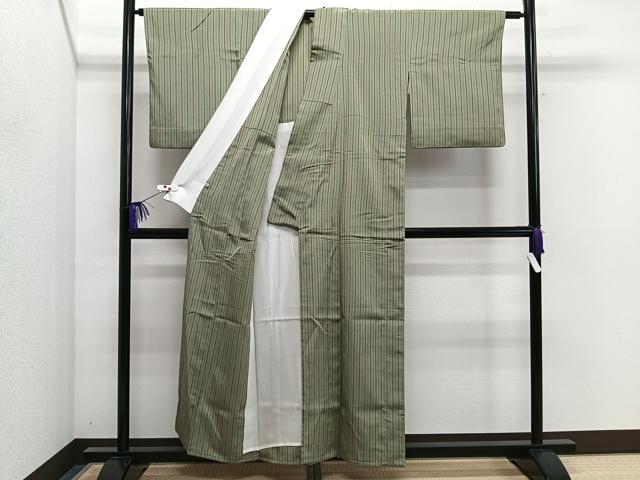 平和屋着物▽上質な小紋 単衣 縞 正絹 逸品 CAAS2438xi