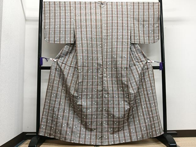 平和屋着物▽上質な紬 単衣 琉球絣文様 正絹 逸品 CAAS2443xi