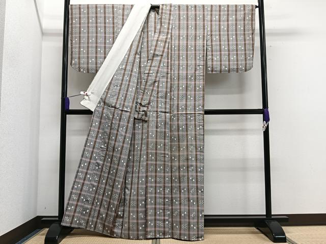 平和屋着物▽上質な紬 単衣 琉球絣文様 正絹 逸品 CAAS2443xi