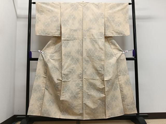 平和屋着物▽上質な紬 単衣 松皮菱文 正絹 逸品 CAAS2463xi