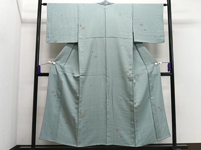 平和屋着物▽上質な小紋 単衣 作家物 七宝花文 正絹 逸品 CAAS2474xi