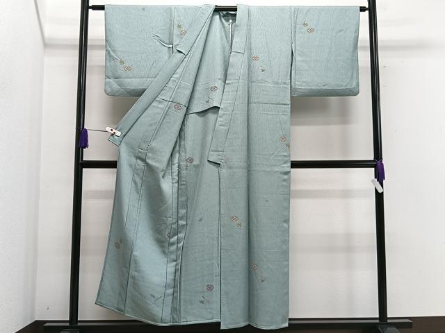 平和屋着物▽上質な小紋 単衣 作家物 七宝花文 正絹 逸品 CAAS2474xi