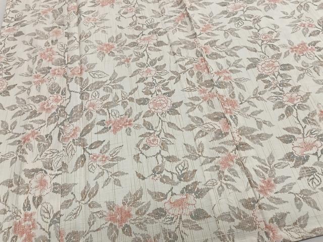 平和屋着物▽上質な紬 単衣 枝花文 正絹 逸品 CAAS2495xi