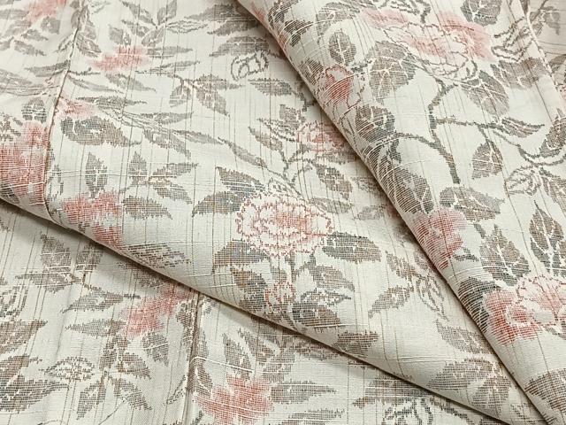 平和屋着物▽上質な紬 単衣 枝花文 正絹 逸品 CAAS2495xi