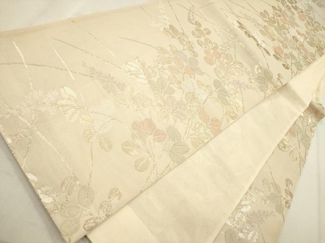 平和屋着物*夏物 六通柄袋帯 草花文 金糸 正絹 逸品 CAAS3520eg
