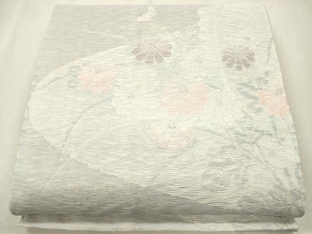 平和屋着物*夏物 六通柄袋帯 草花文 銀糸 正絹 逸品 CAAS3561eg