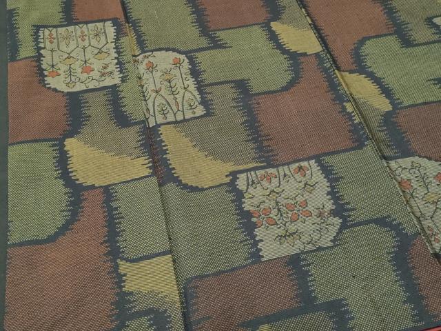 平和屋着物■上質な紬 吉祥花文 正絹 逸品 CAAS3691fb