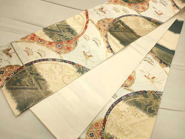 平和屋着物◎六通柄袋帯 横段吉祥文 金糸 引箔 正絹 逸品 CAAS4466ft
