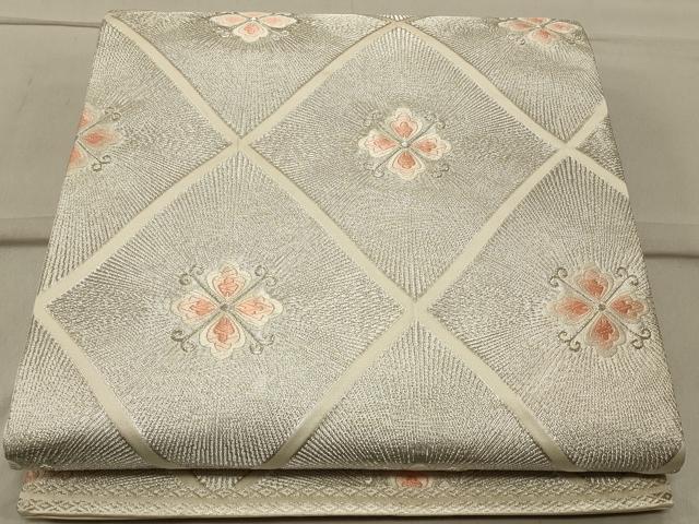 平和屋着物◎六通柄袋帯 唐織 花菱文 銀糸 正絹 逸品 CAAS4710ft