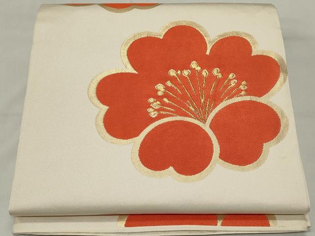 平和屋着物◎六通柄 本袋帯 唐織 舞梅文 金糸 正絹 逸品 CAAS5527ou