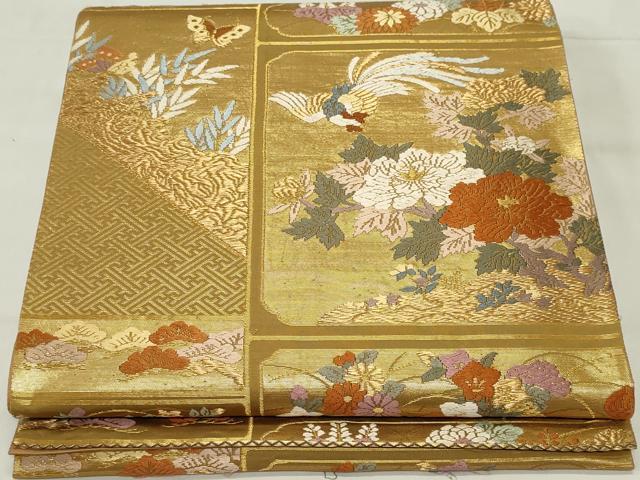 平和屋着物◎六通柄袋帯 唐織 吉祥草花文 正絹 逸品 CAAS5544ou
