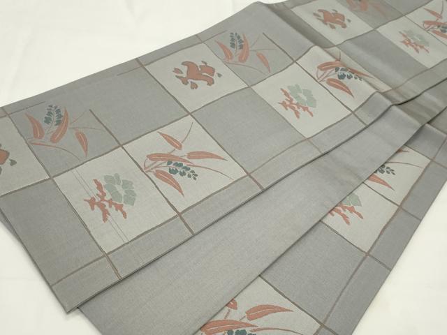 平和屋着物◎六通柄袋帯 草花文 正絹 逸品 CAAS5556ou