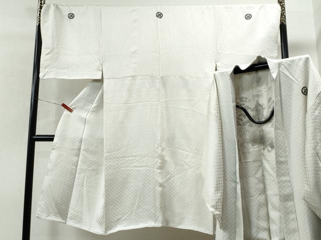 平和屋着物●男性 色紋付・羽織セット 菱吉祥文 正絹 逸品 CAAS6844yc