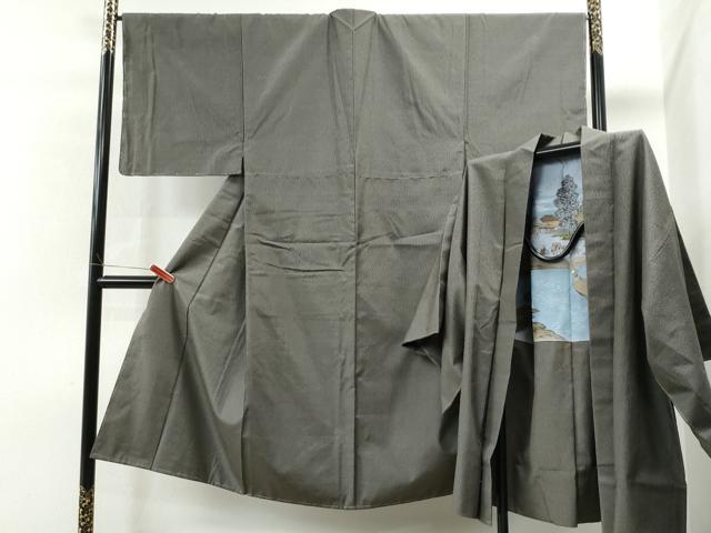 平和屋着物●男性 お召 アンサンブル 霞文 正絹 逸品 未使用 CAAS6857yc