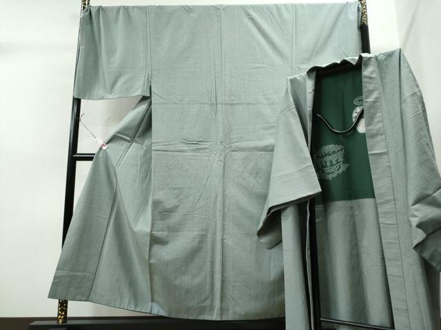 平和屋着物●男性 紬 アンサンブル 格子柄 キングサイズ 正絹 逸品 CAAS6896yc