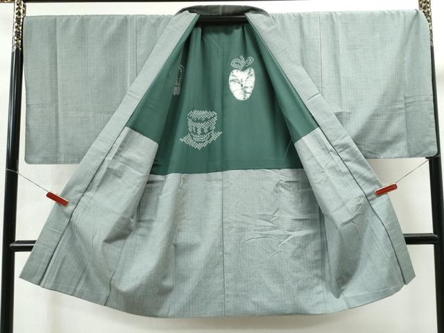 平和屋着物●男性 紬 アンサンブル 格子柄 キングサイズ 正絹 逸品 CAAS6896yc