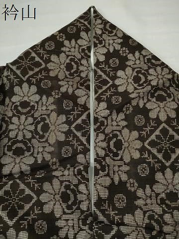 平和屋着物●本場大島紬 7マルキ 泥染め 菱花文 正絹 逸品 CAAS6941yc