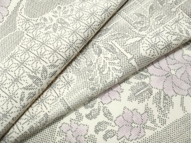 平和屋着物●本場大島紬 白大島 9マルキ 霞笹竹吉祥花唐草文 正絹 逸品 未使用 CAAS6951yc