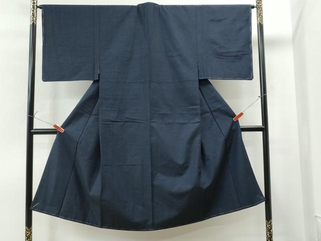 平和屋着物●男性 紬 色無地 留紺色 正絹 逸品 未使用 CAAS7029yc