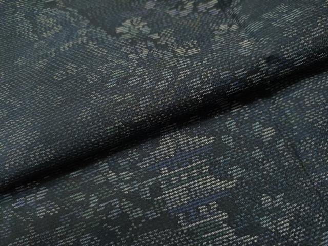 平和屋着物●本場大島紬 泥染め 風景草花文 正絹 逸品 CAAS7037yc