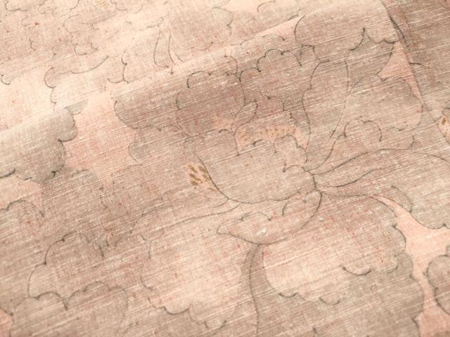平和屋着物●上質な紬 手描き 牡丹 正絹 逸品 CAAS7050yc