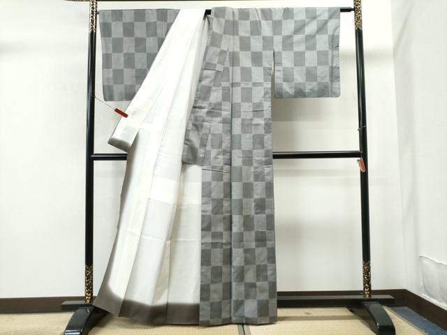 平和屋着物●本場大島紬 9マルキ 市松文様 正絹 逸品 CAAS7068yc