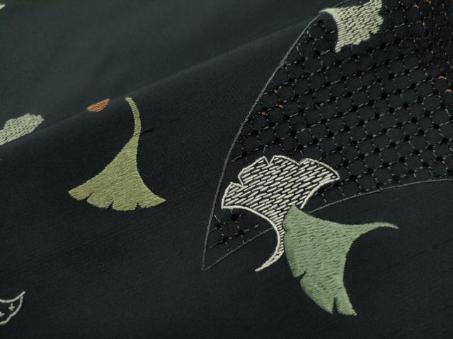 平和屋着物●中国三大刺繍 スワトウ刺繍 訪問着 総刺繍 いちょう 正絹 逸品 CAAS7109yc